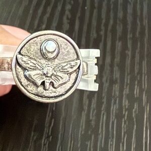 Death's Head Moth silver tone ring size 7